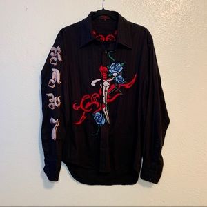 💡Black Raw 7 Long Sleeve Button